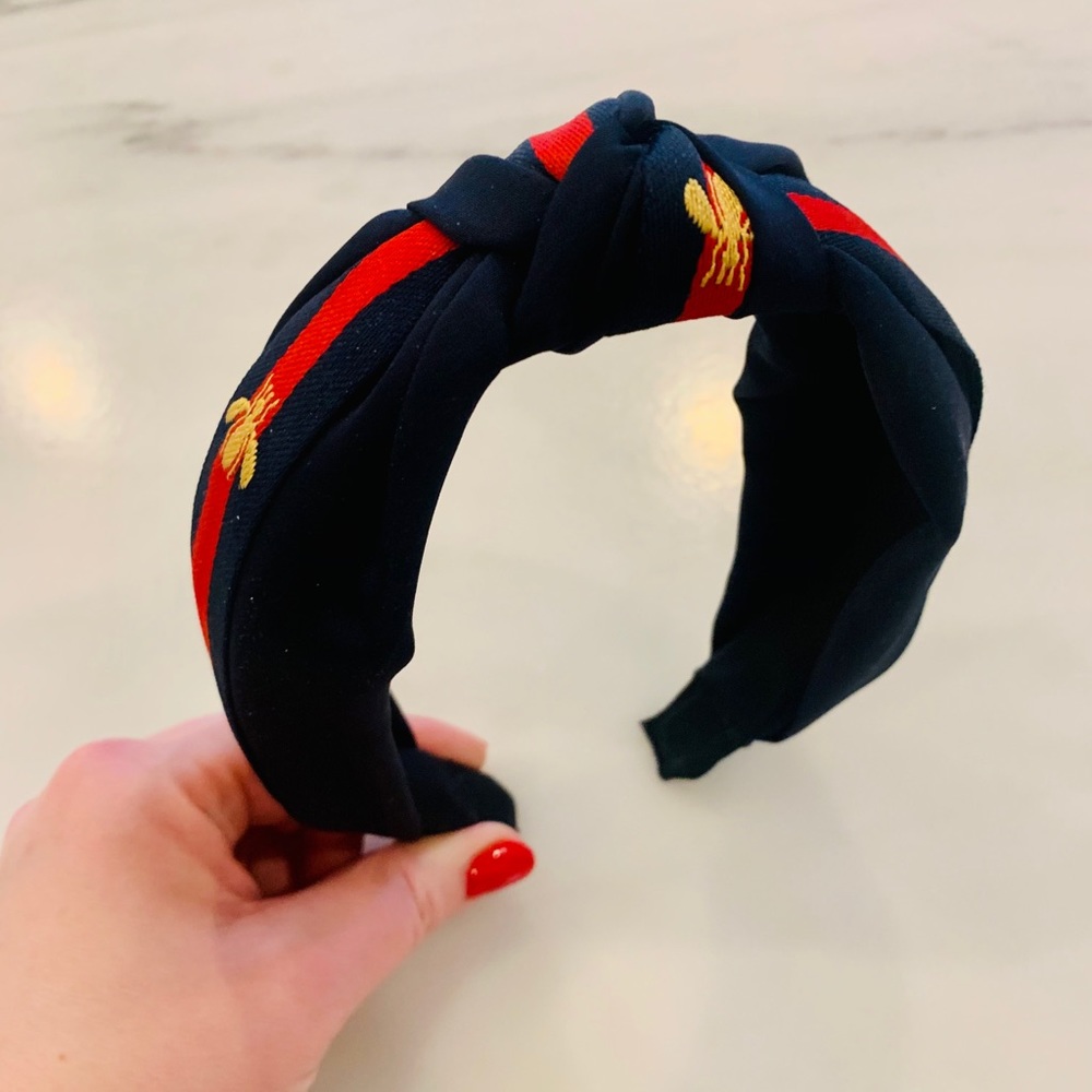 Navy & Red Stripped Bumble Bee Headband